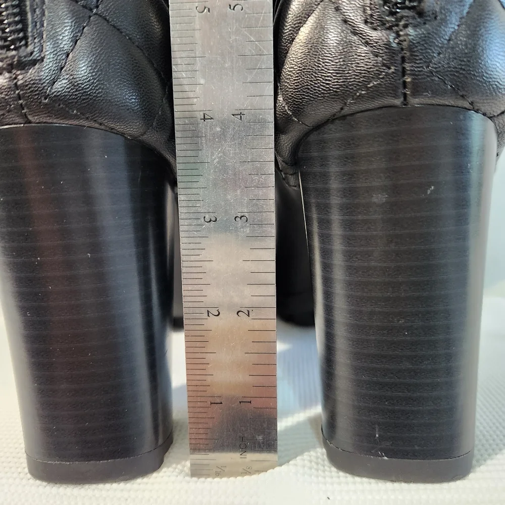 Adrienne Vittadini Trailer Black Leather Block Heel Lace-Up Boots Size 10 M - Picture 4 of 13